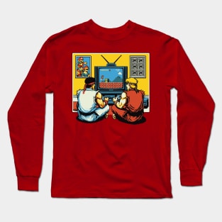 Retro Couch Co-Op Fighting Video Game Classic Long Sleeve T-Shirt